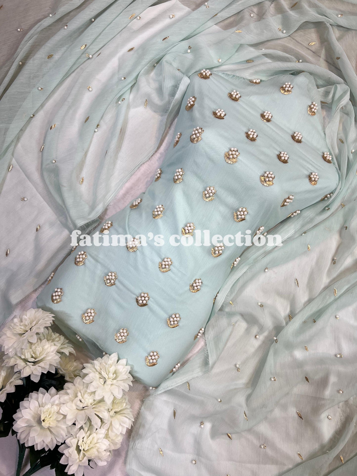 π 7 Pulse Soft Chiffon 3PC Suit π (ICE-BLUE)