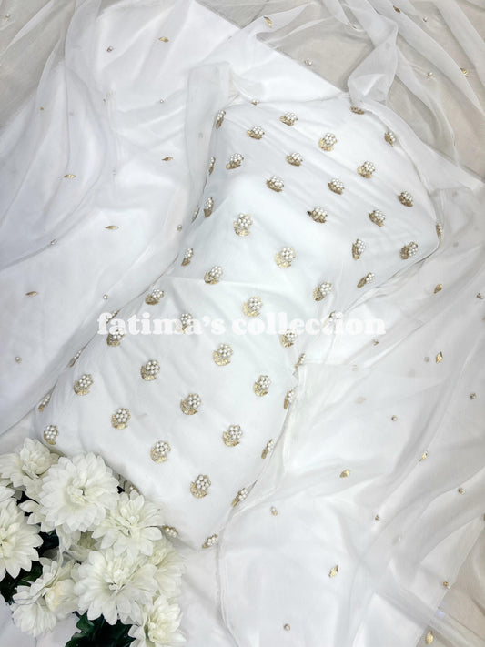 🌟 7 Pulse Soft Chiffon 3PC Suit 🌟 (PURE-WHITE)