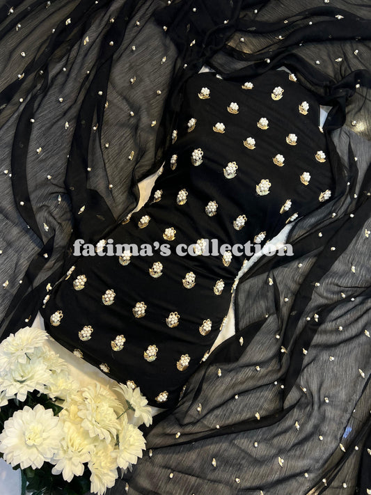 🌟 7 Pulse Soft Chiffon 3PC Suit 🌟( BLACK)