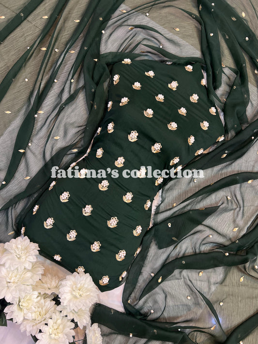 🌟 7 Pulse Soft Chiffon 3PC Suit 🌟(KAI-GREEN)