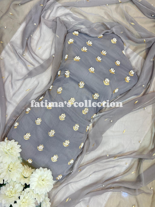 🌟 7 Pulse Soft Chiffon 3PC Suit 🌟 (STEEL-GRAY)