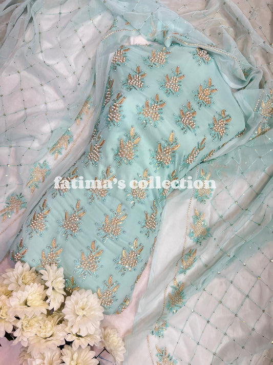 💖 3-Piece Soft Chiffon with Fine Pules 💖(ICE-BLUE)
