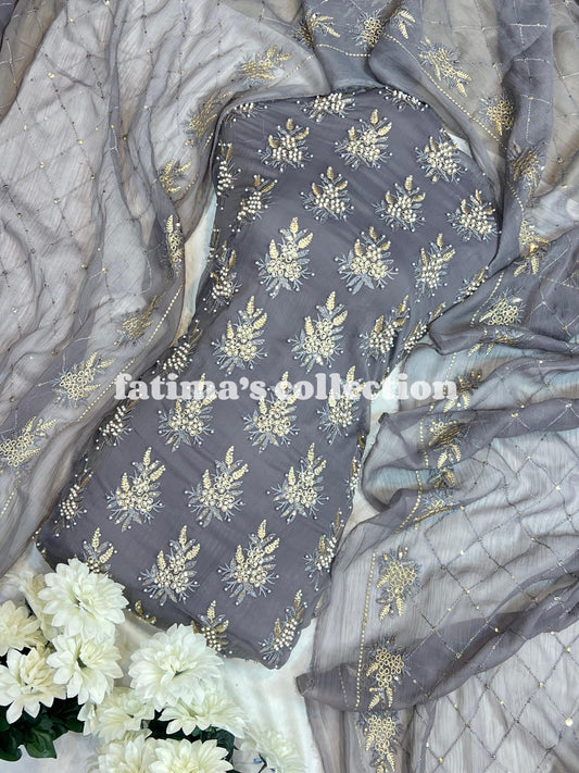 💖 3-Piece Soft Chiffon with Fine Pules 💖(STEEL-GRAY)